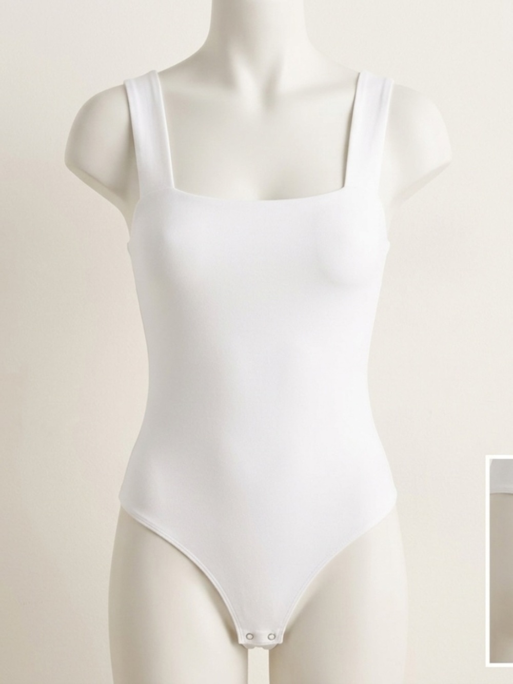 Abercrombie & Fitch Soft A&F Collection Square Neck Bodysuit - White (Size L)